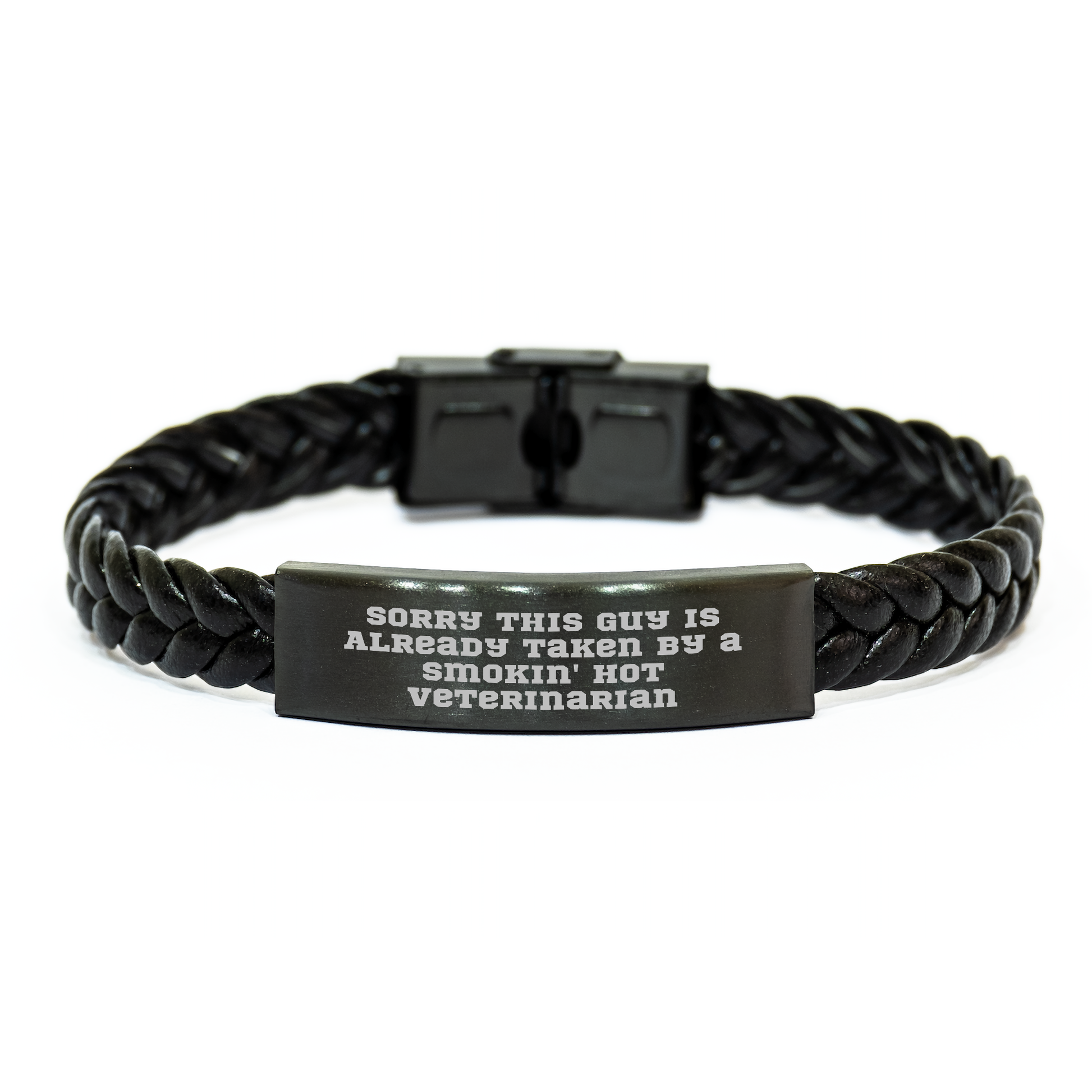 Funny Veterinarian Gifts for Him - Interlaced Leather Bracelet for Father's Day from Men to Friends, Coworkers, Family - Image 1