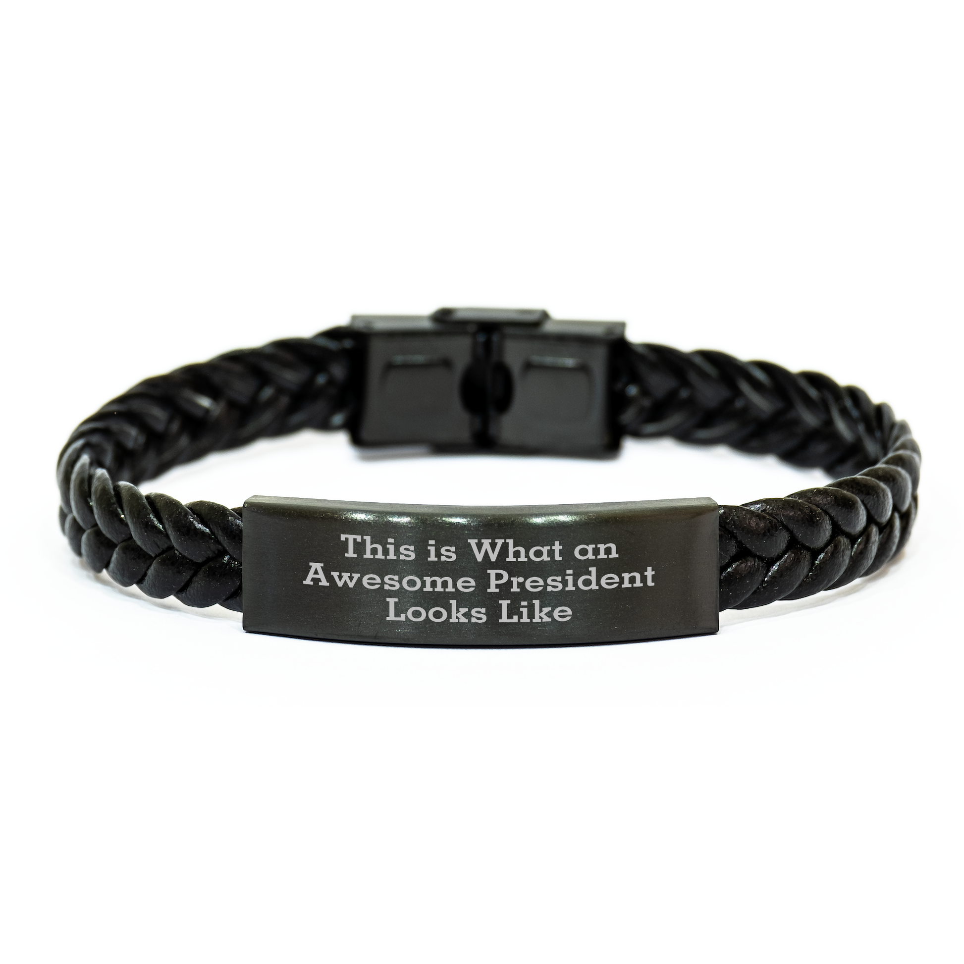 Funny President Gifts - Interlaced Leather President's Day Gift from Friends, Inspirational Quotes on Stainless Steel for Men, Women, Family - President Awesome Quote - Image 1