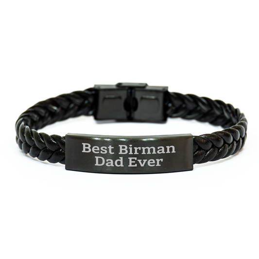 Birman Cat Dad Ever Funny Interlaced Leather Bracelet Gifts for Men on Father's Day - Image 1