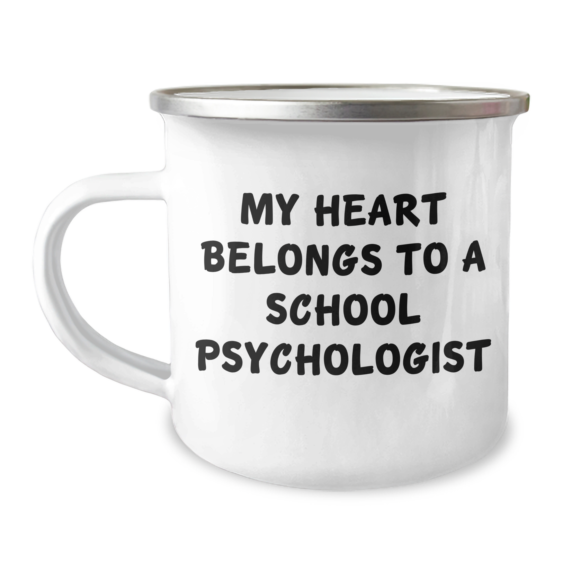Funny School Psychologist Gifts - 'My Heart Belongs To A School Psychologist' Camping Mug from Friends to School Psychologist - Image 1