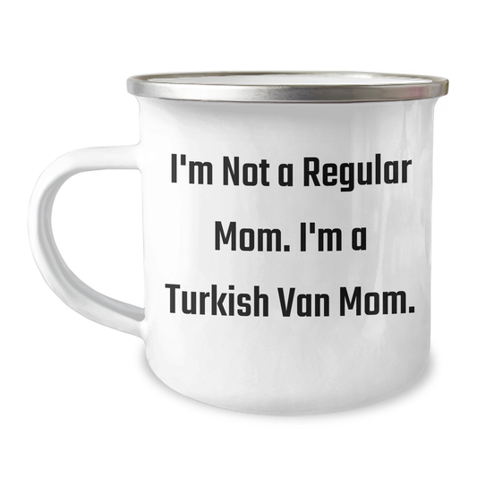 Turkish Van Cat Mom Funny Gifts for Him from Her, Camping Mug for Graduation, 'I'm Not A Regular Mom. I'm A Turkish Van Mom.' - Image 1