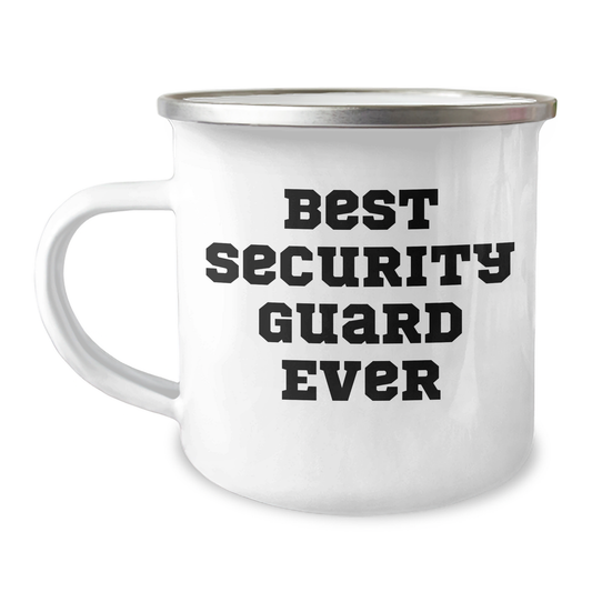 Security Guard Humor Gifts from Men to Friends for Best Security Guard Ever - Unique Camping Mug, 12 oz Stainless Steel with Enamel Finish - Image 1