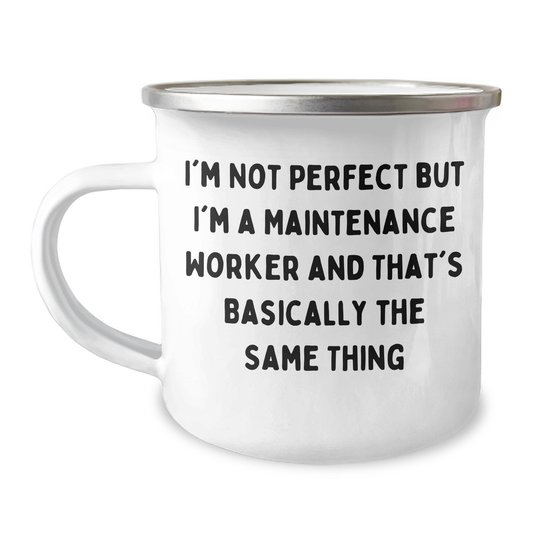 Maintenance Worker Gifts, Funny Camping Mug, Father's Day Unique Gifts from Friends, 'I'm Not Perfect But I'm A Maintenance Worker And That's Basically The Same Thing' Mugs for Men - Image 1