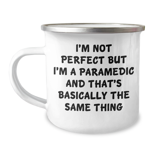Funny Rescue Worker Gifts from Men, Rescue Worker Camping Mug for Dad on Father's Day, I'm Not Perfect But I'm A Rescue Worker And That's Basically The Same Thing - Image 1