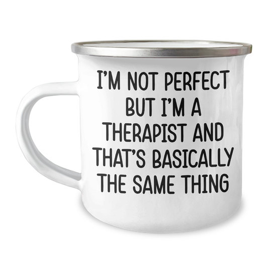Funny Therapist Gifts from Coworkers to Friends - I'm Not Perfect Camping Mug for Graduation - Image 1