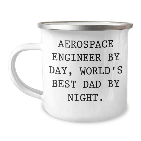 Aerospace Engineer Gifts, Funny Quote, 12 oz Camping Mug, World's Best Dad - Gifts from Family for Father's Day - Image 1