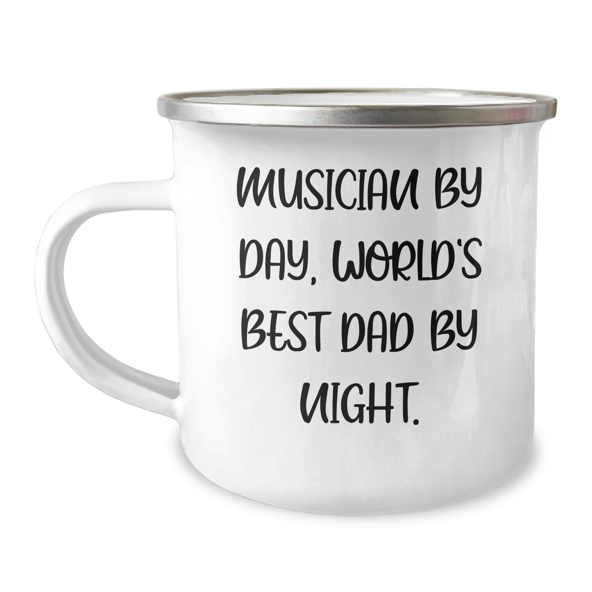 Musician Gifts from Dad - Funny Camping Mug, 12 oz Stainless Steel with Enamel Finish, Perfect for Musician By Day, World's Best Dad By Night Gifts on Father's Day - Image 1