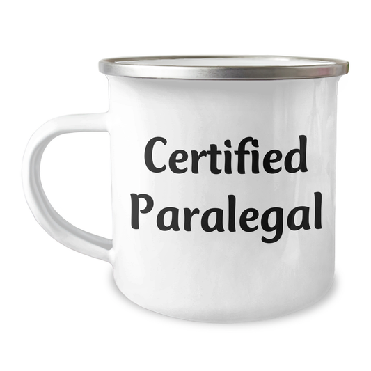 Funny Certified Paralegal Gifts from Men to Paralegal on Father's Day - Camping Mug, 12 oz Stainless Steel with Enamel Finish, Quote: 'I'm not arguing, I'm just explaining why I'm right' - Image 1