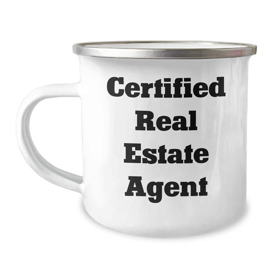 Funny Real Estate Agent Gifts from Friends for Men - Camping Mug for Graduation Celebrations, 'Certified Real Estate Agent' Quote - Image 1
