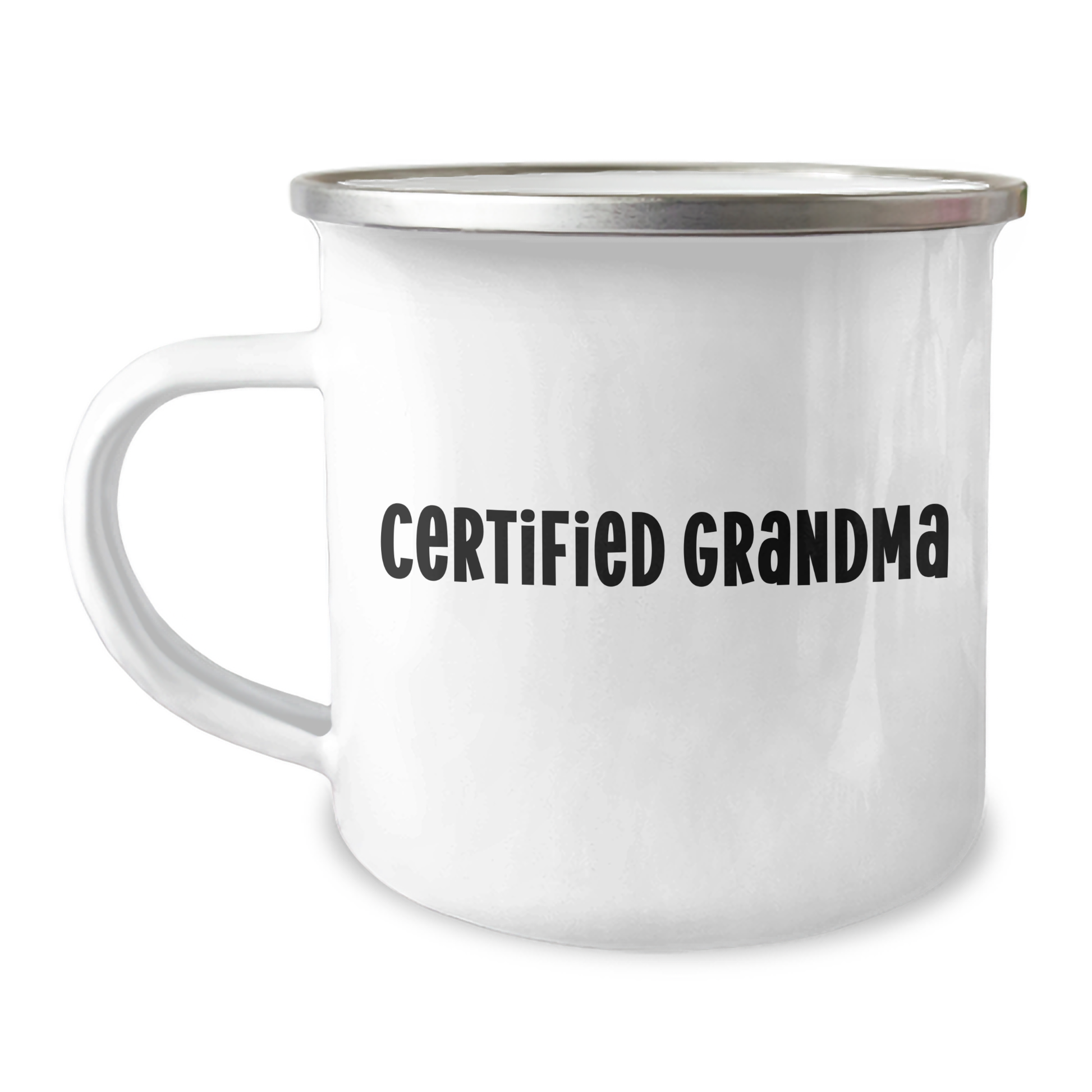 Funny Grandma Certified Gifts from Family for Graduation Camping Mug, 'Certified Grandma' Quote, 12 oz Stainless Steel with Enamel Finish - Image 1