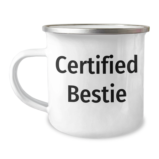 Funny Bestie Gifts for Men or Women - Certified Bestie Camping Mug with Enamel Finish, Perfect for Father's Day - Image 1