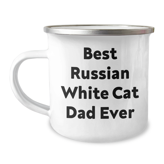 Funny Russian White Cat Dad Ever Gifts from Men to Russian White Cat Lovers for Father's Day Unique Camping Mugs - Image 1