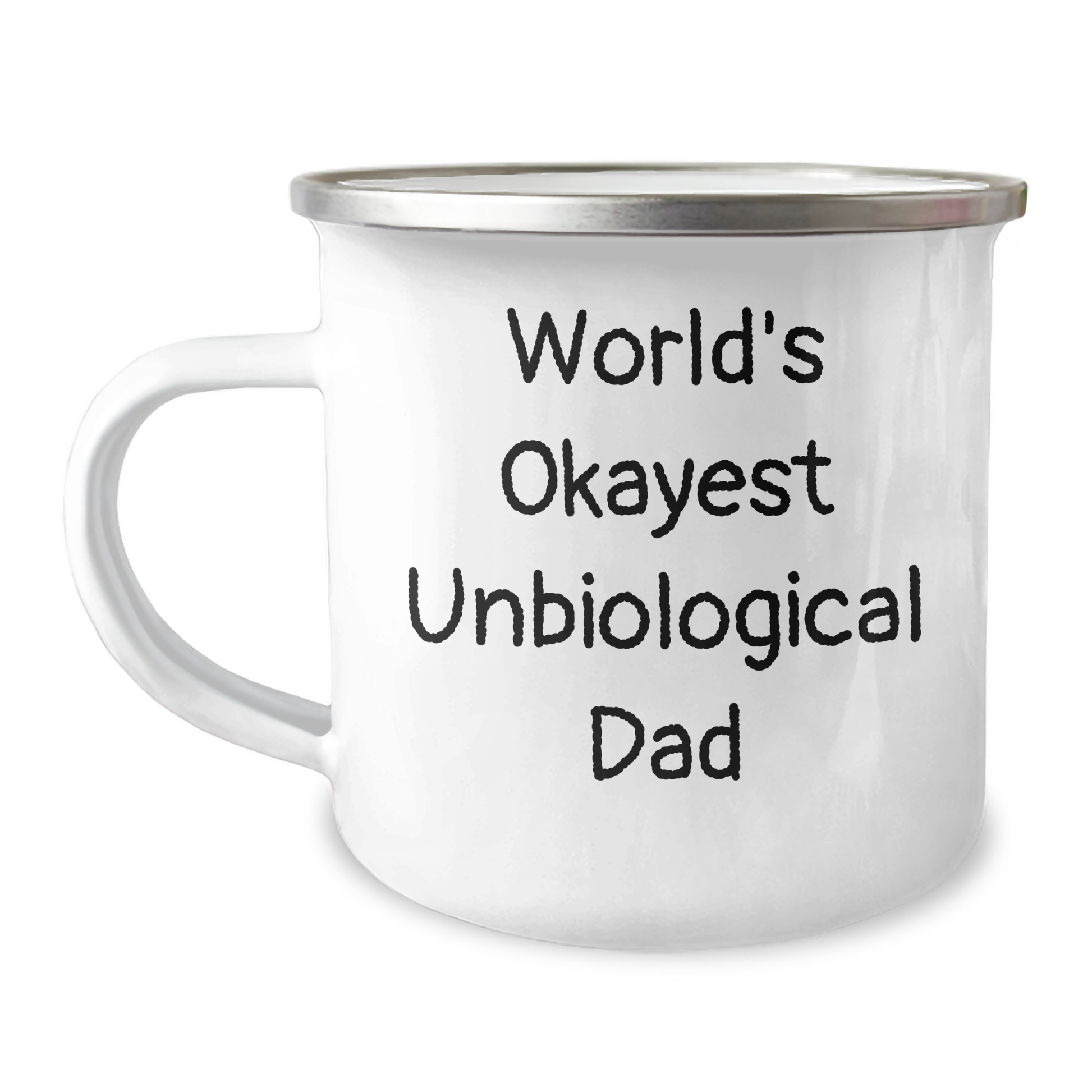 Funny Unbiological Dad Gifts from Friends - World's Okayest Unbiological Dad Camping Mug for Men, Unique Graduation Gift for Unbiological Dad - Image 1