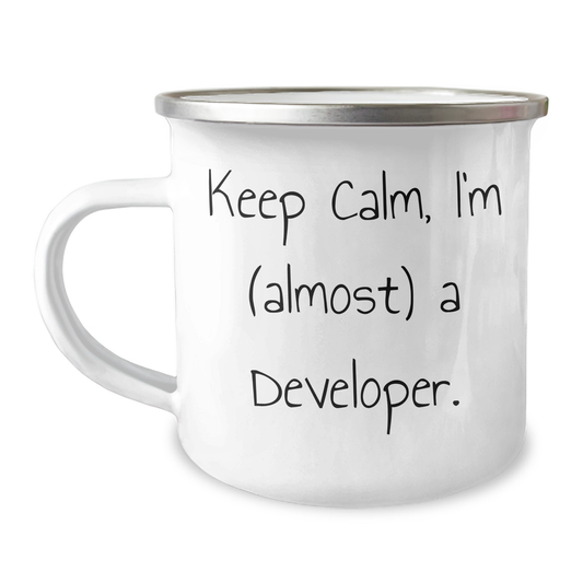 Developer Gifts from Friends, Unique Camping Mugs - 'Keep Calm, I'm (almost) A Developer.' Funny Graduation Gifts for Developers, Men, Women - Image 1