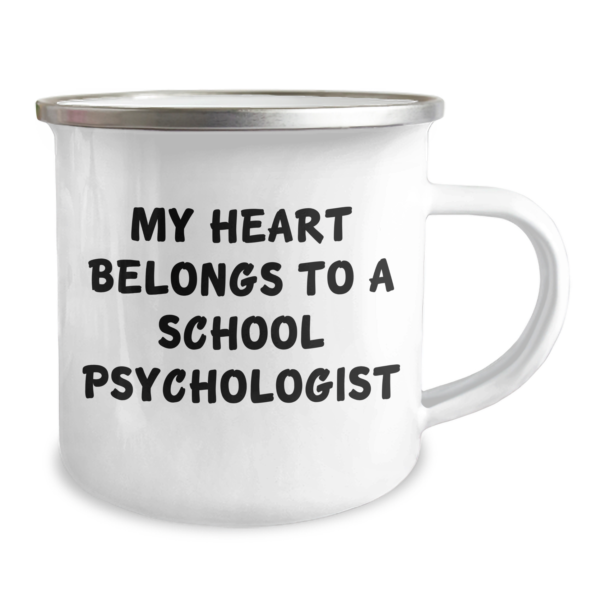 Funny School Psychologist Gifts - 'My Heart Belongs To A School Psychologist' Camping Mug from Friends to School Psychologist - Image 2