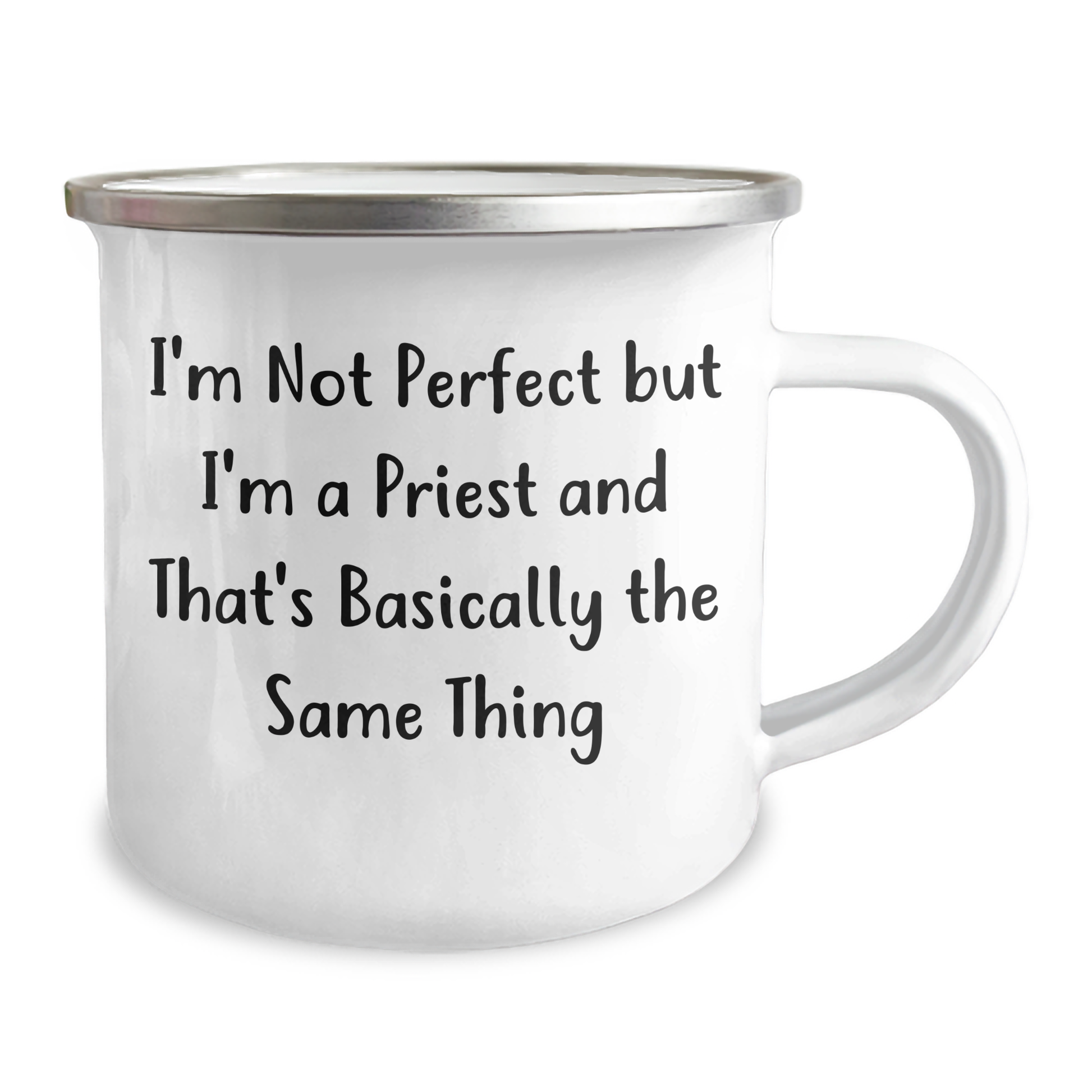 Funny Priest Gifts for Men, 'I'm Not Perfect But I'm A Priest And That's Basically The Same Thing' Camping Mug from Friends, Unique Graduation Gifts for Priest - Image 2