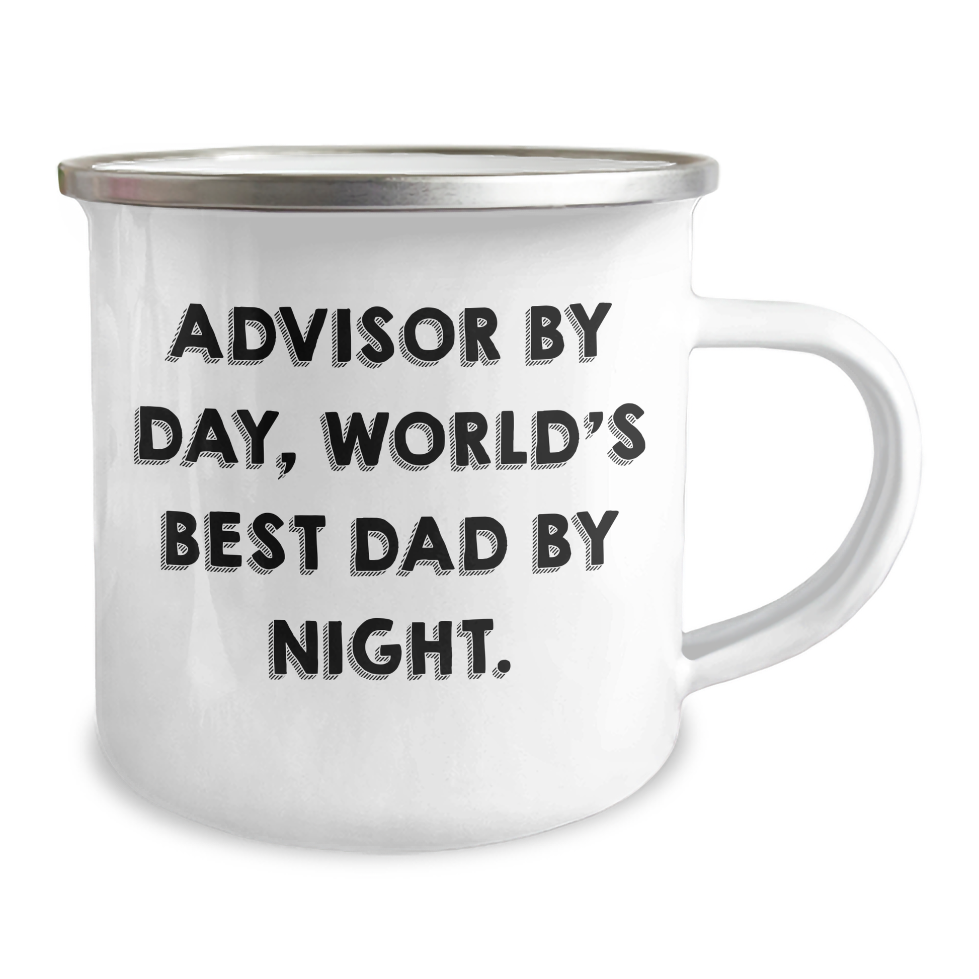 Advisor Gifts, Funny Quote, 12 oz Camping Mug, Gifts from Men, Unique Father's Day Unique Gifts, Advisor By Day, World's Best Dad By Night, Stainless Steel with Enamel Finish - Image 2