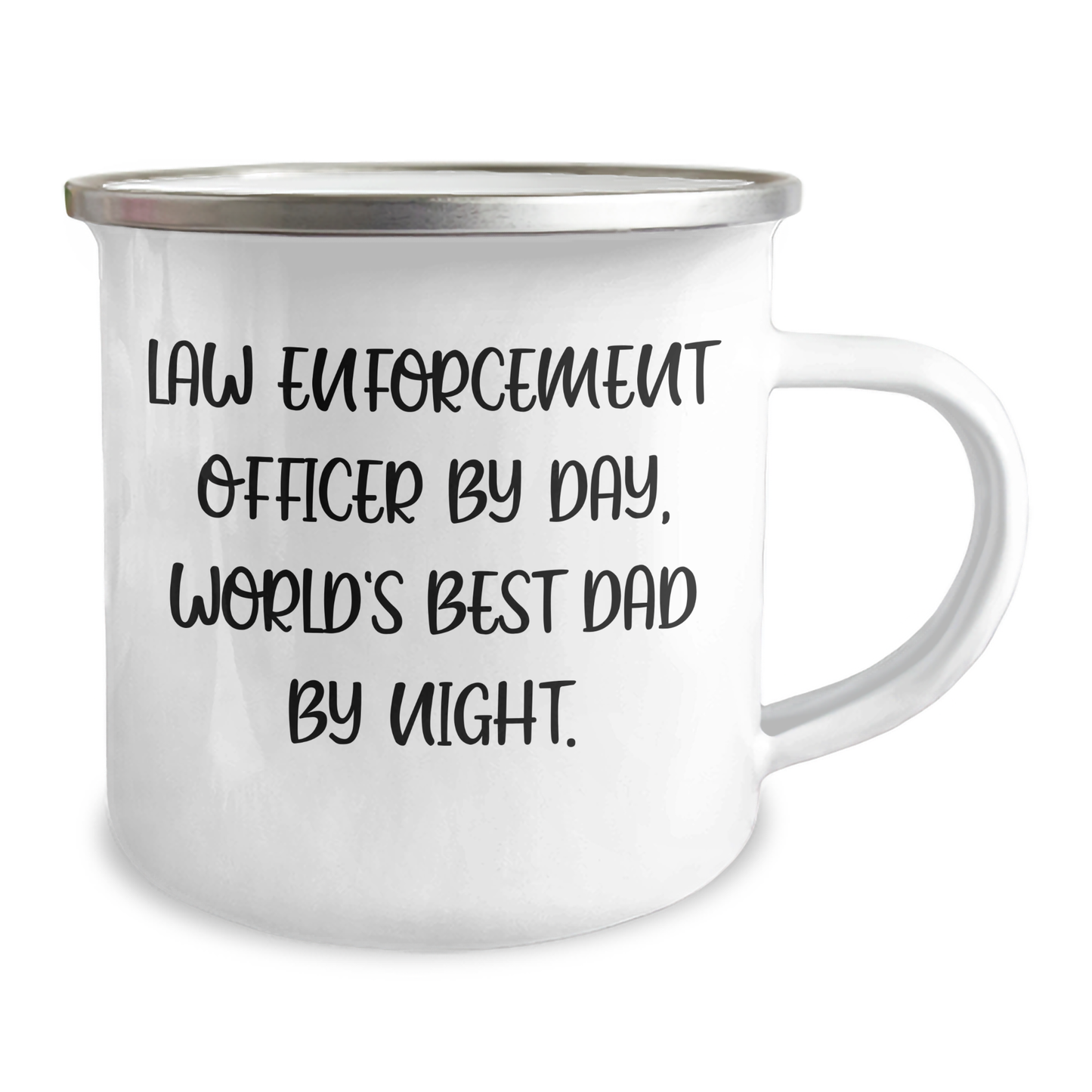 Law Enforcement Officer Funny Mug, Camping Mug for Dad, Gifts from Family - 'Law Enforcement Officer By Day, World's Best Dad By Night.' - Image 2