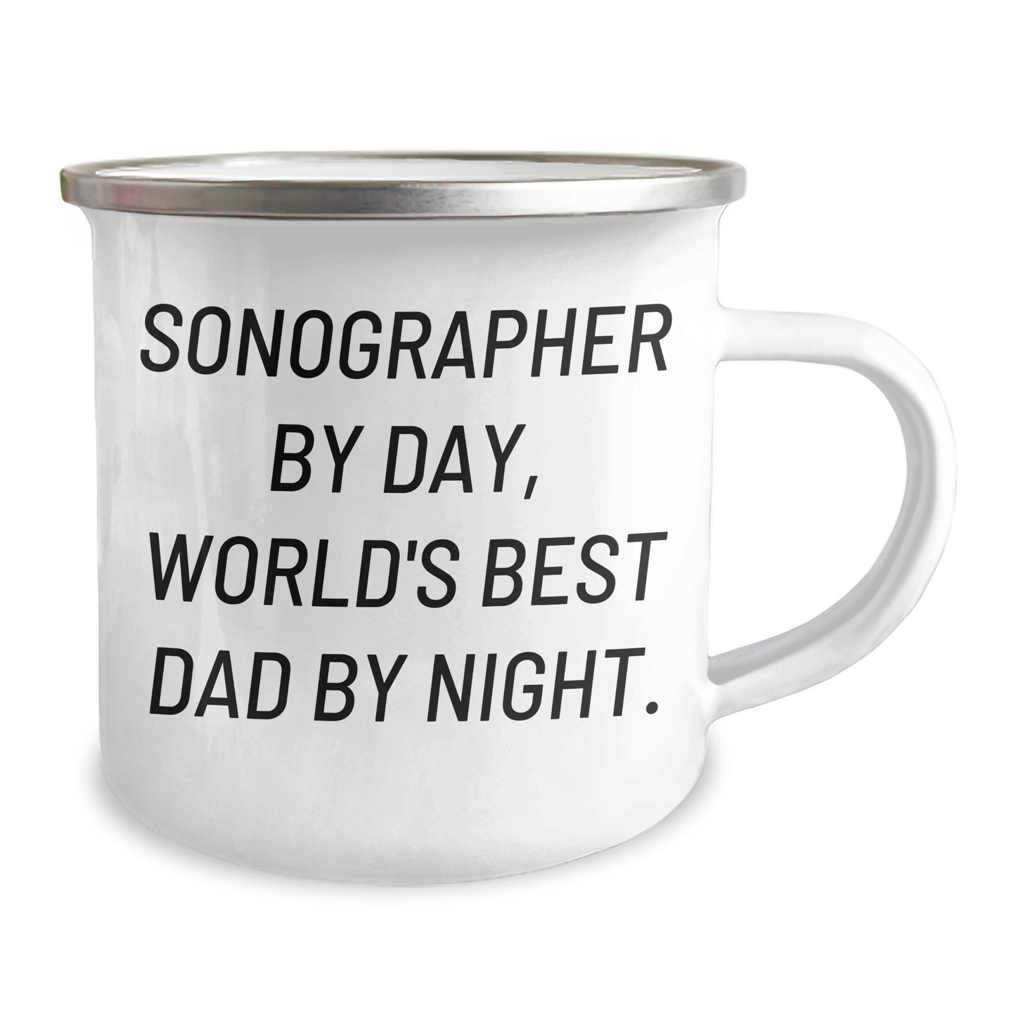 Sonographer Mug, Funny Gifts for Men, Camping Mug for Dad, Father's Day Unique Gifts from Family, 'Sonographer By Day, World's Best Dad By Night.' - Image 2