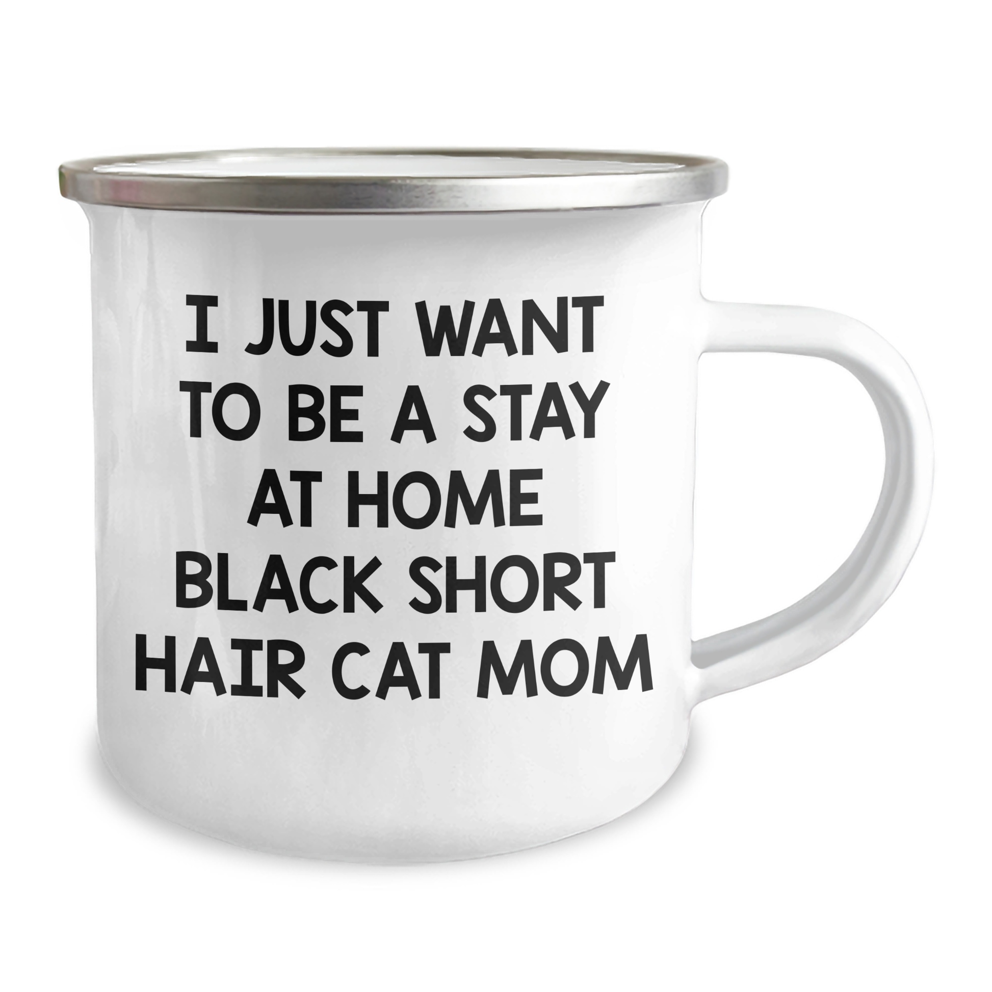 Black Short Hair Cat Mom Gifts from Friends Camping Mug, Funny Quote 'I Just Want To Be', Perfect Graduation Unique Gifts for Her - Image 2