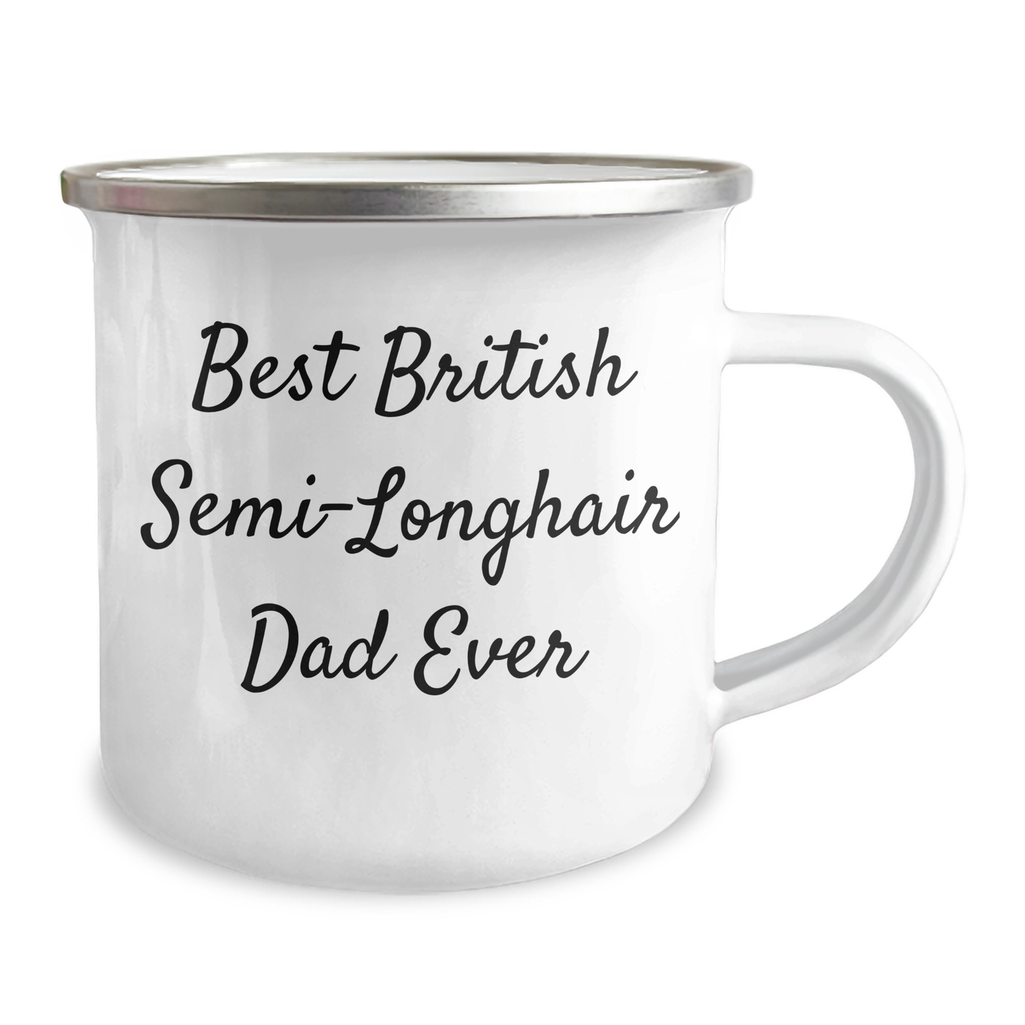 Funny British Semi-Longhair Cat Dad Gifts from Friends for British Semi-Longhair Cat Lovers - Best British Semi-Longhair Dad Ever Quote on 12 oz Camping Mug, Father's Day Unique Gifts - Image 2