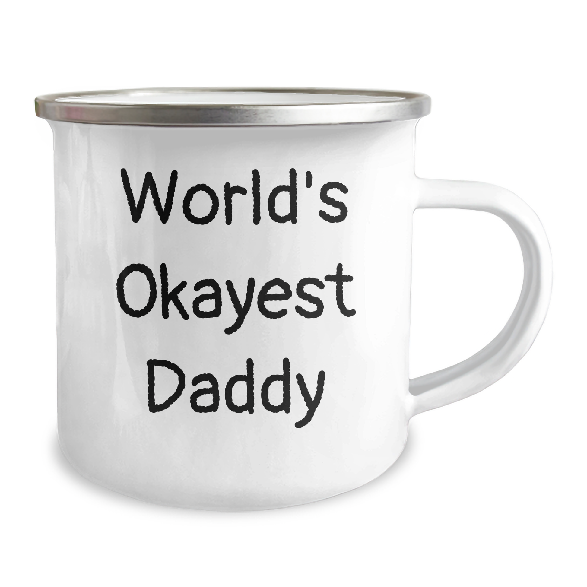 Funny World's Okayest Daddy Gifts for Dads, Camping Mug with Enamel Finish, Perfect for Graduation - Image 2