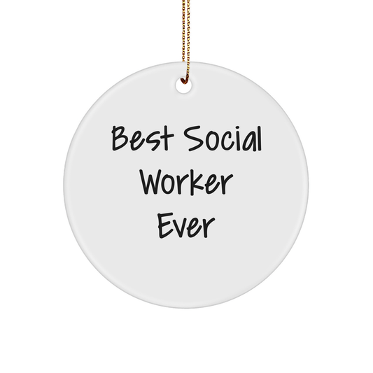 Best Social Worker Ever Gifts from Friends for Christmas Circle Ornament, Social Worker Appreciation, Funny Quote - Image 1