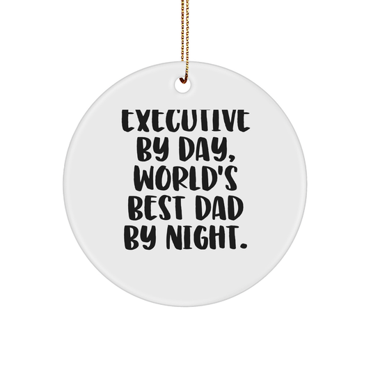 Executive Gifts from Men to Friends - World's Best Dad By Night Circle Ornament, Christmas Unique Gifts - Image 1