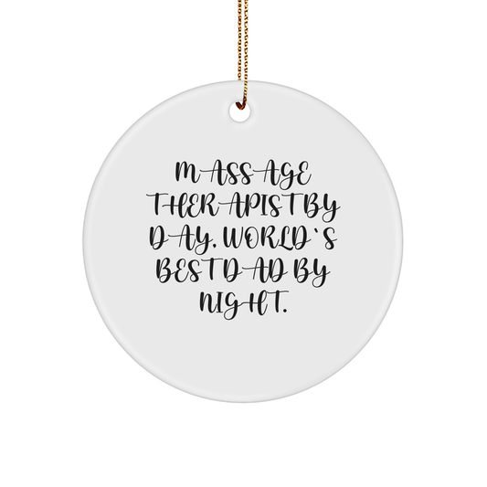 Massage Therapist Gifts by Day, Circle Ornament by Night, Funny Christmas Memorable Present for Friends and Family - Image 1