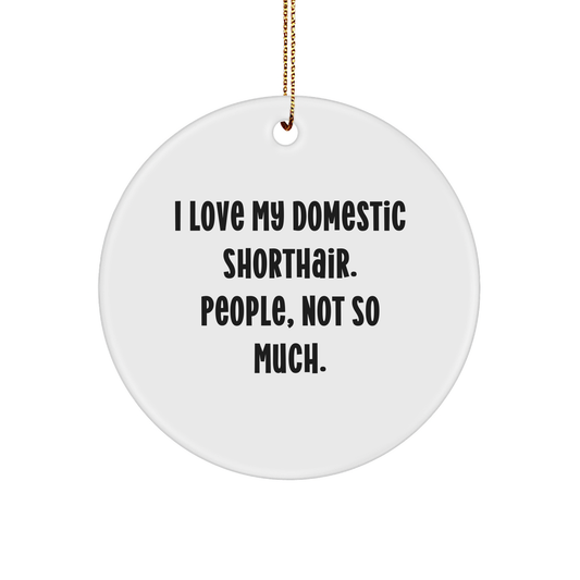 Domestic Shorthair Cat Gifts from Friends, Christmas Unique Ornaments with I Love My Domestic Shorthair. People, Not So Much., Circle Ornament for Family, Funny Cat Lovers - Image 1