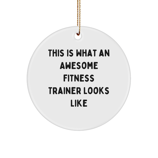 Fitness Trainer Gifts from Friends, Funny Circle Ornament This Is What An Awesome Fitness Trainer Looks Like, Christmas Unique - Image 1