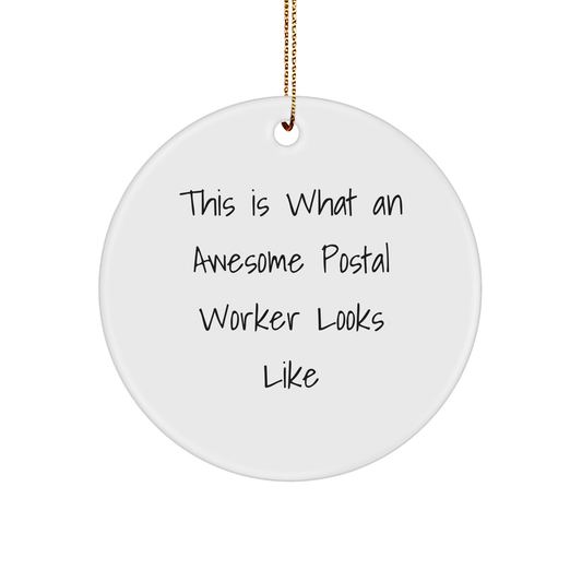 Funny Postal Worker Gifts from Men to Friends, Circle Ornament This Is What An Awesome Looks Like, Christmas Unique Presents - Image 1