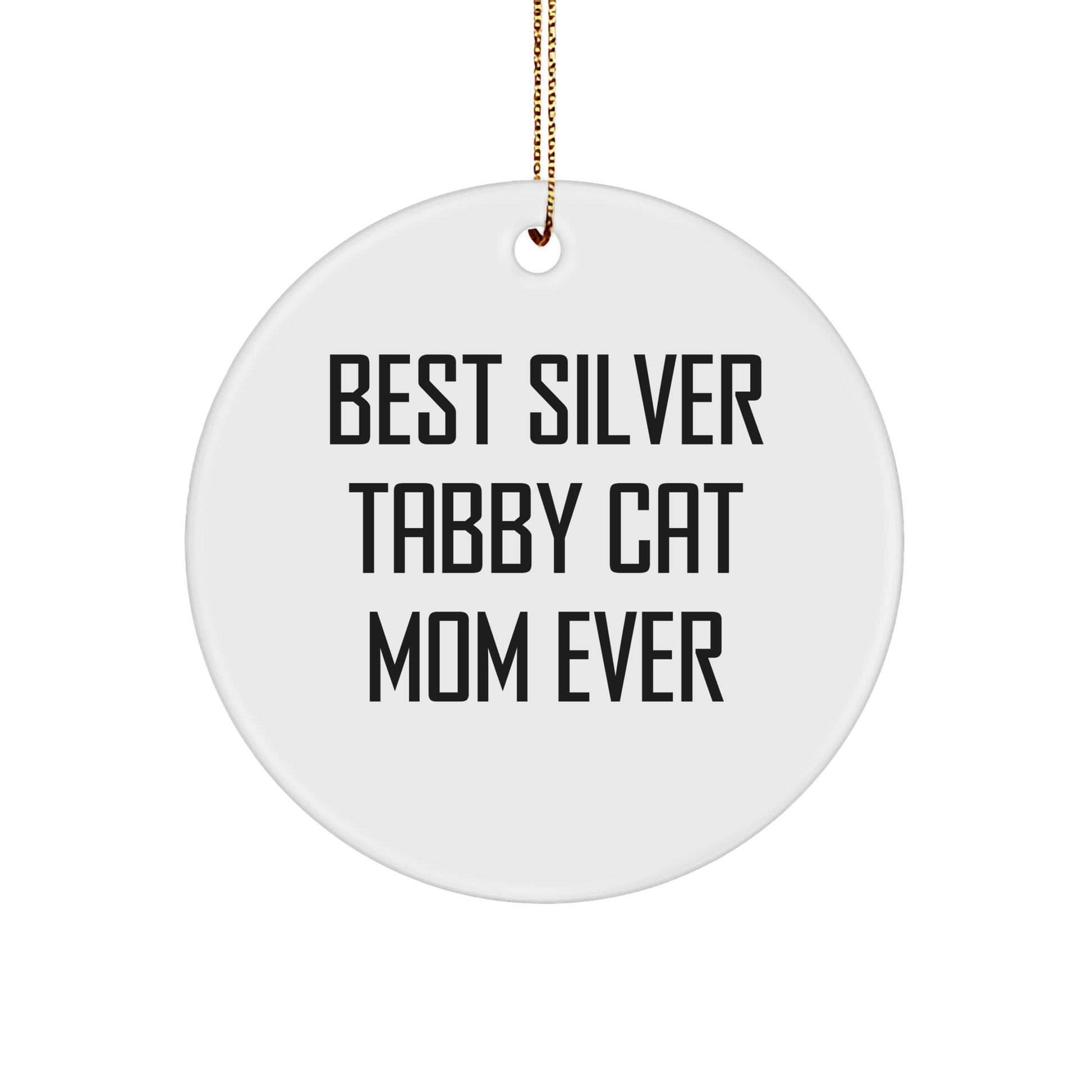 Funny Silver Tabby Cat Mom Gifts from Friends to Family - Unique Circle Ornament for Christmas Decorations - Image 1