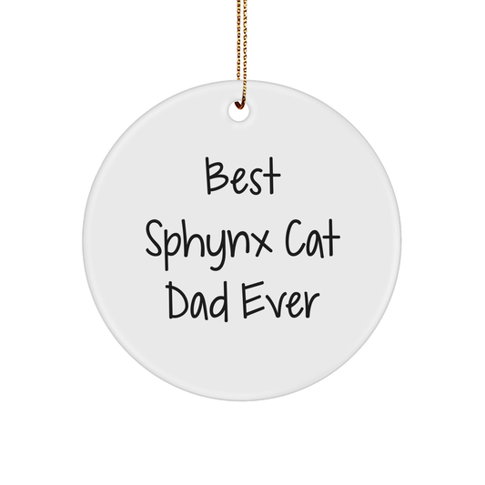 Sphynx Cat Dad Ever Gifts from Family for Christmas Unique Circle Ornament, Funny Sphynx Cat Lover Gift, Best Sphynx Cat Dad Ever Quote, Circle Ornament for Men, Women, and Friends - Image 1