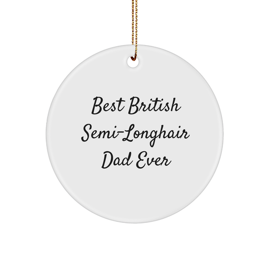 British Semi-Longhair Cat Gifts for Men, Funny Quote Circle Ornament from Family, Christmas Unique Gift for Friends - Image 1