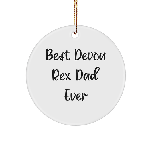 Funny Devon Rex Cat Dad Gifts for Men from Family - Unique Circle Ornament for Christmas - Image 1