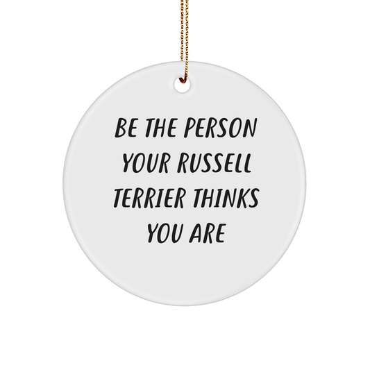Russell Terrier Dog Lover Gifts from Friends, Funny Quote Ornament for Men, Women, Family, Funny Russell Terrier Dog Christmas Unique Gifts, Circle Ornament for Home Decor - Image 1