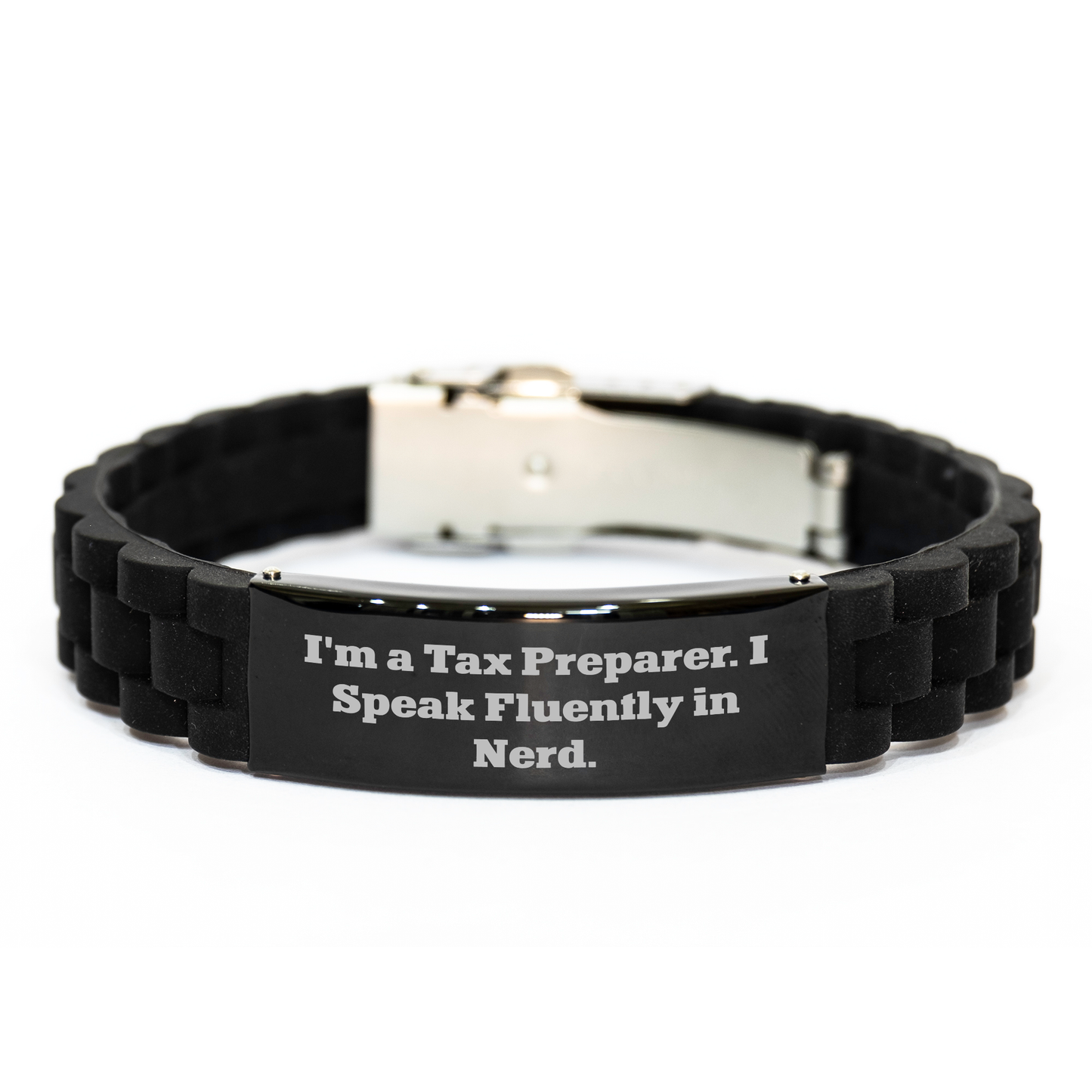 Tax Preparer Gifts - I'm A Tax Preparer. I Speak Fluently In genius. - Glide lock Clasp Bracelet, Graduation Unique Gifts from Family to Tax Preparer, Funny Quote - Image 1