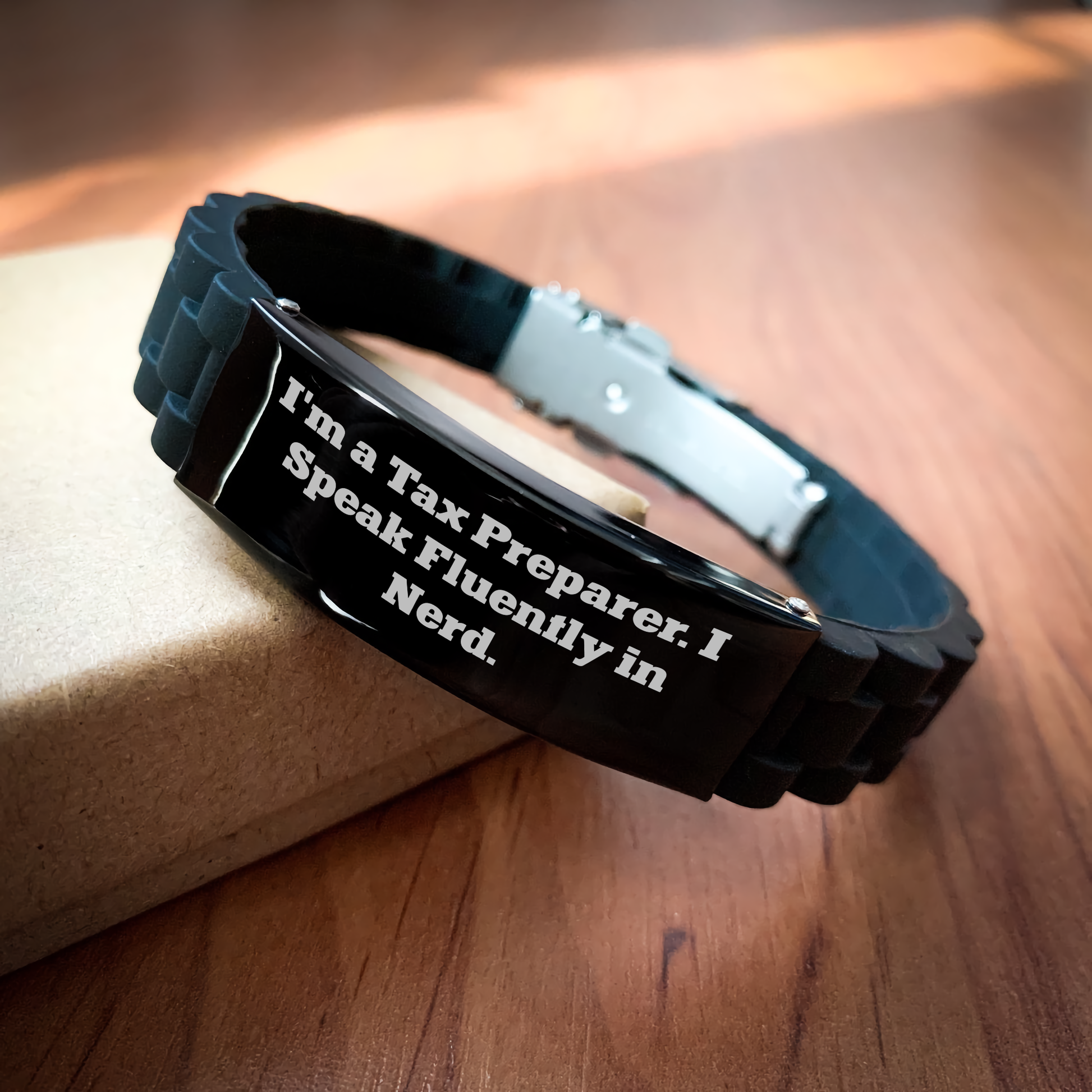 Tax Preparer Gifts - I'm A Tax Preparer. I Speak Fluently In genius. - Glide lock Clasp Bracelet, Graduation Unique Gifts from Family to Tax Preparer, Funny Quote - Image 2