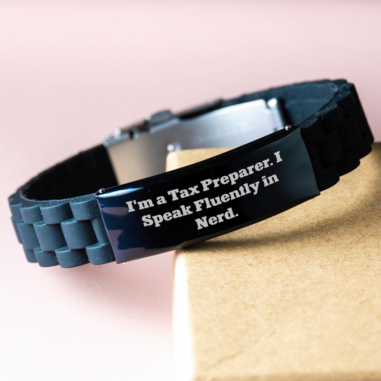 Tax Preparer Gifts - I'm A Tax Preparer. I Speak Fluently In genius. - Glide lock Clasp Bracelet, Graduation Unique Gifts from Family to Tax Preparer, Funny Quote - Image 3