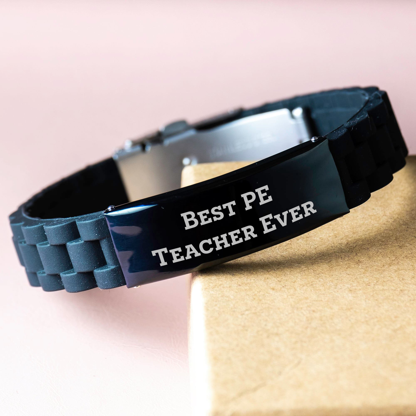 Funny PE Teacher Gifts from Friends - Best Pe Teacher Ever Glide lock Clasp Bracelet for Men and Women, Adjustable Premium Bag - Image 3