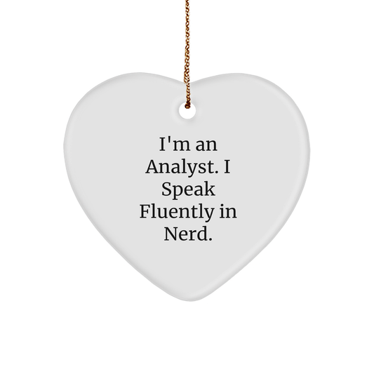Funny Analyst Quote Gifts for Analysts, Heart Shaped Ornament, Gifts from Coworkers, Perfect Christmas Unique Gifts for Him - Image 1