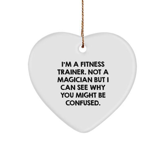Funny Fitness Trainer Gifts from Friends, Heart Ornament with Inspiring Quote, Christmas Unique Gifts for Fitness Enthusiasts, Perfect Presents for Men or Women - Image 1