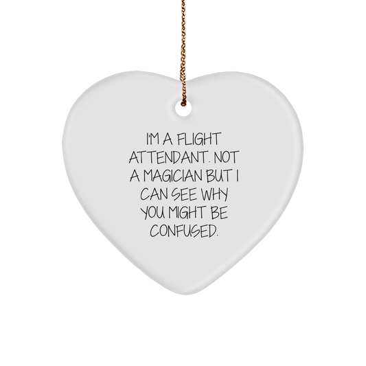 Flight Attendant Gifts from Friends and Family - Funny Heart Ornament for Christmas - Image 1