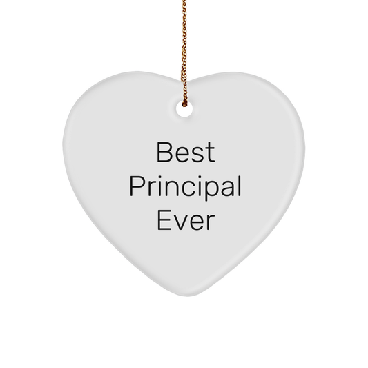 Best Principal Ever Heart Ornament, Gifts from Men, Women, or Friends for Christmas, Inspirational Quote - Image 1