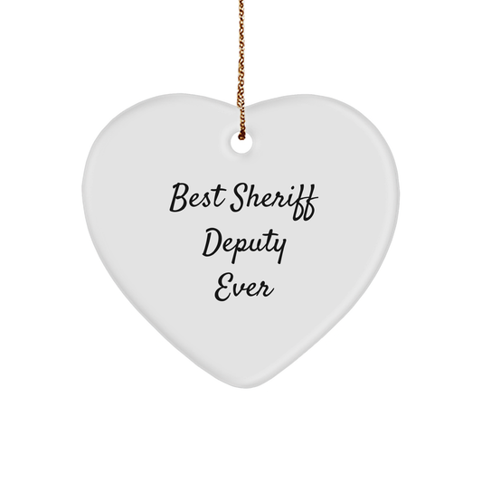 Best Sheriff Deputy Ever Heart Ornament, Funny Gifts from Men to Sheriff Deputy, Christmas Unique Sheriff Deputy Gifts - Image 1