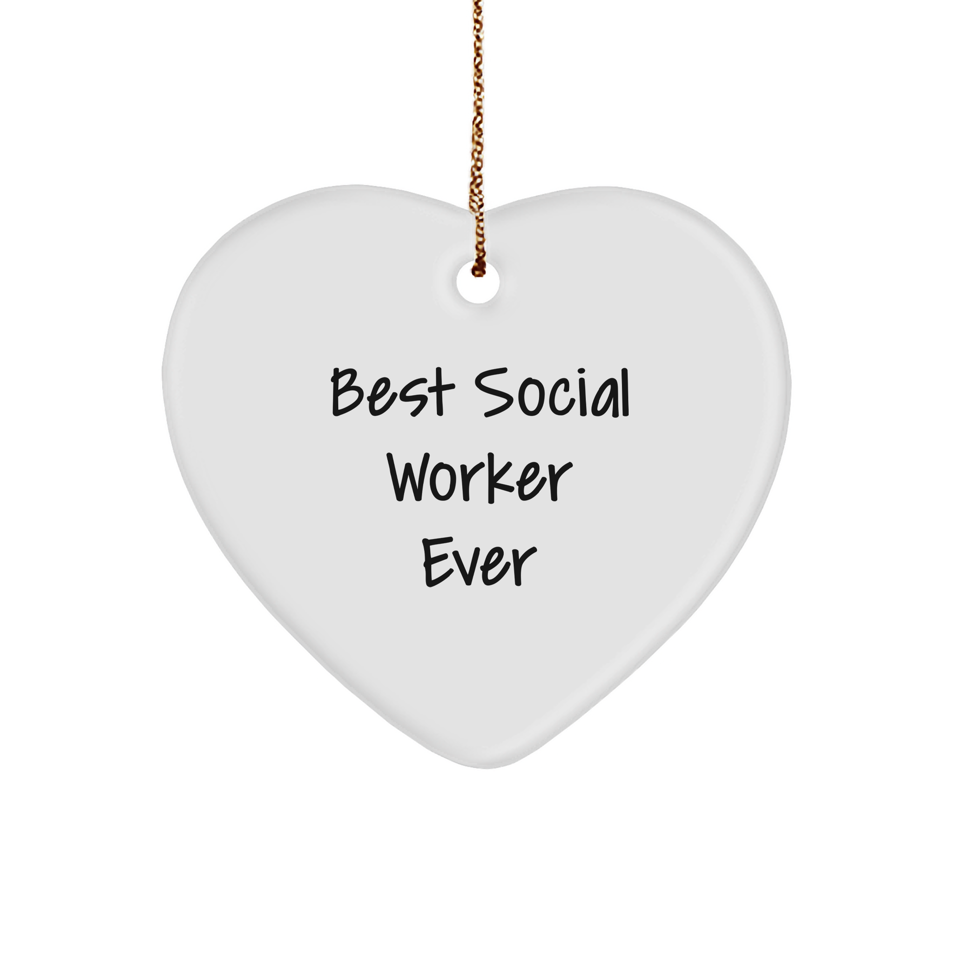 Gifts from Friends and Family for Best Social Worker Ever, Heart Ornament for Christmas - Image 1