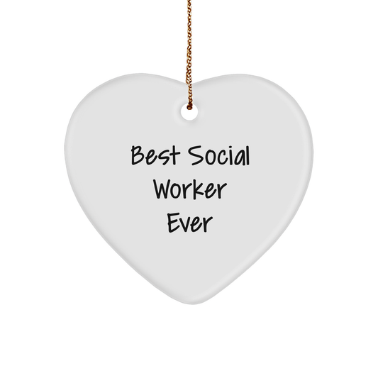 Gifts from Friends and Family for Best Social Worker Ever, Heart Ornament for Christmas - Image 1