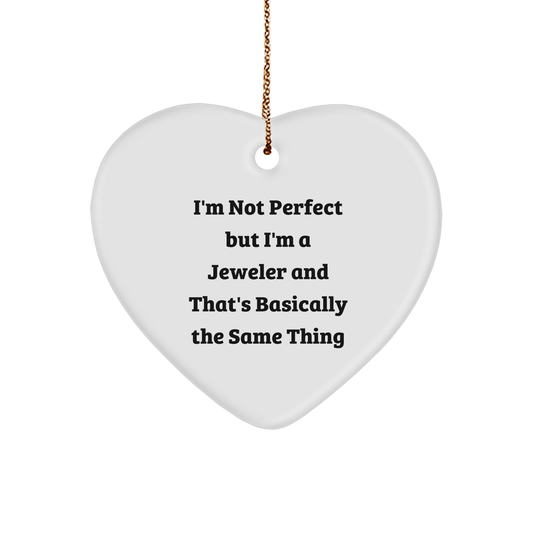 Jeweler's Heartfelt Gifts from Friends to Family - 'I'm Not Perfect' Heart Ornament, White, 2.75'' - Image 1