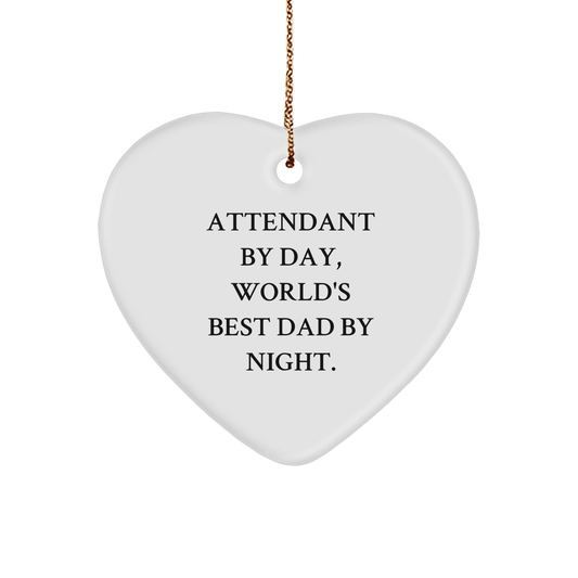 Attendant By Day, World's Best Dad By Night, Heart Ornament Gifts for Men, Unique Christmas Unique Gift Ideas from Friends, Heartfelt Present for Attendant - Image 1